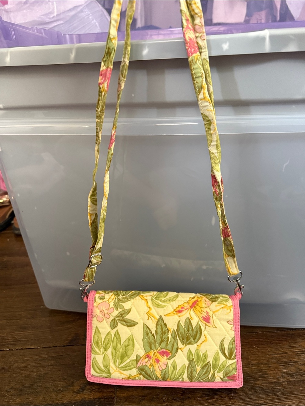 April Cornell Quilted Floral Crossbody in Yellow, Green & Pink